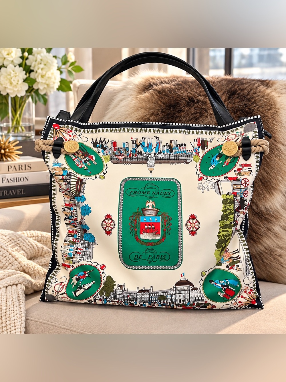 H Promenades de Paris Print Tote Bag – Large Fashion Tote | New
